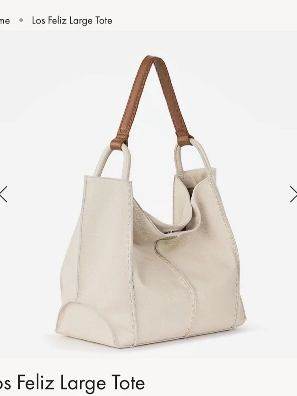 The Sak Los Feliz Large Tote in Cream & Brown NWT